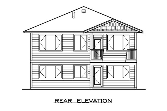Exterior - Rear Elevation for Craftsman House Plan #1100-7 - 2 bed, 2 bath