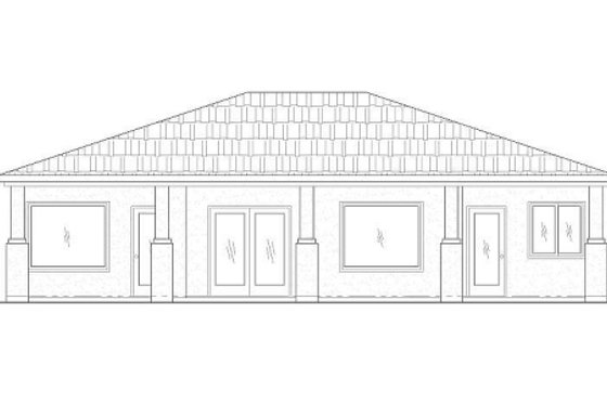 Exterior - Rear Elevation for Adobe / Southwestern House Plan #24-163 - 3 bed, 2 bath