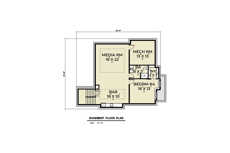 Dream House Plan - Floor Plan - Lower Floor for Traditional House Plan #1070-181 - 5 bed, 4.5 bath