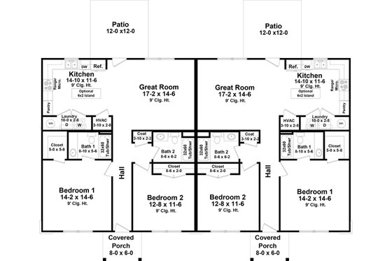 Floor Plan - Main Floor for Southern House Plan #21-484 - 2 bed, 2 bath