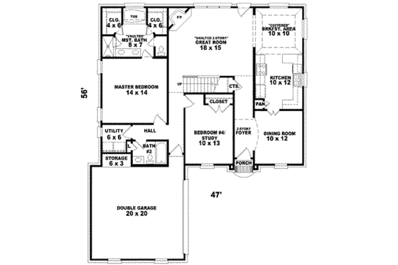Floor Plan - Main Floor for European House Plan #81-793 - 3 bed, 3 bath
