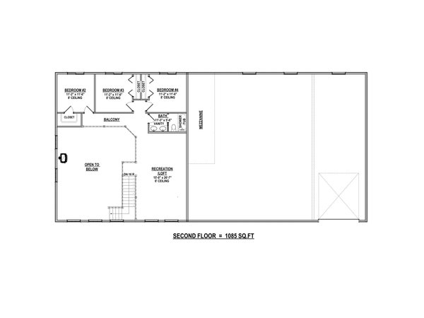 Barndominium Floor Plan - Upper Floor Plan #1084-15