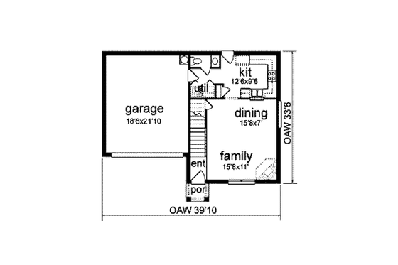 Floor Plan - Main Floor for Traditional House Plan #84-116 - 3 bed, 2.5 bath