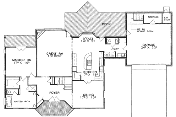 Floor Plan - Main Floor for Contemporary House Plan #8-108 - 3 bed, 3.5 bath