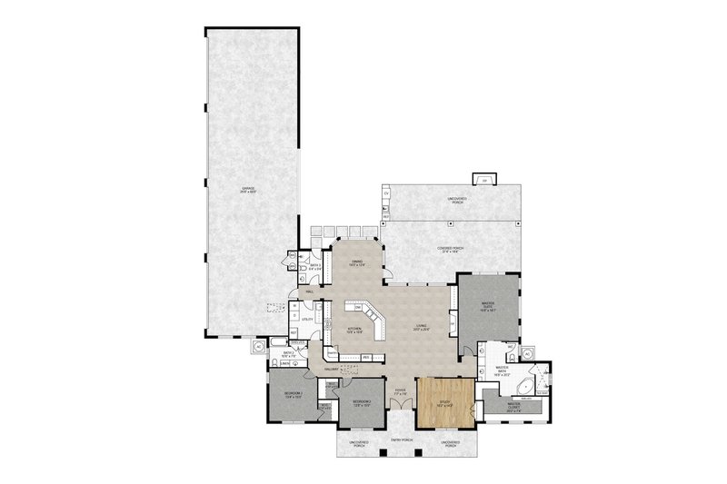 House Plan Design - Floor Plan - Main Floor for Mediterranean House Plan #1110-34 - 3 bed, 3 bath