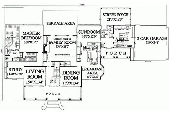 Main Level Floor Plan - 4500 square foot Country home