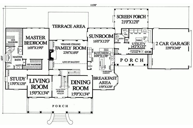 Dream House Plan - Main Level Floor Plan - 4500 square foot Country home