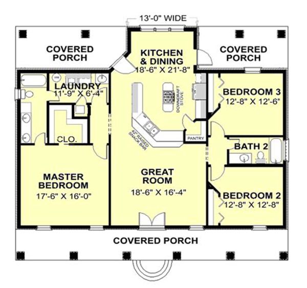 Architectural House Design - Traditional Floor Plan - Main Floor Plan #44-240