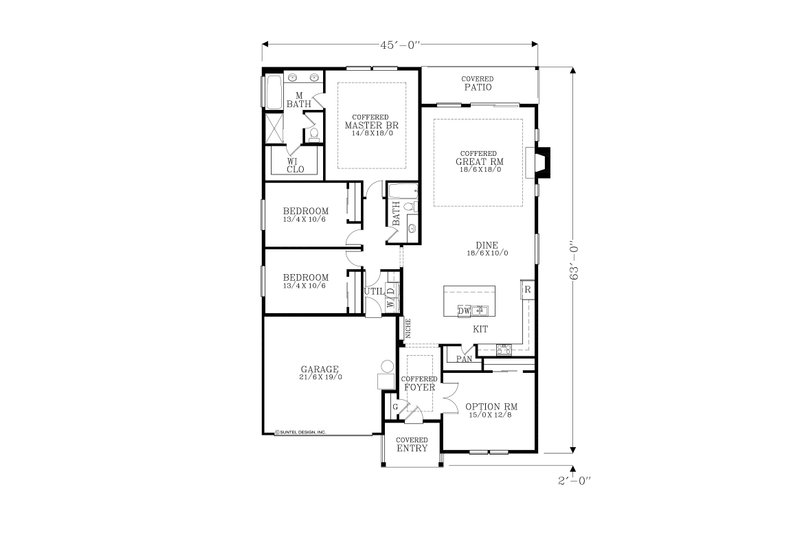 House Design - Floor Plan - Main Floor for Craftsman House Plan #53-671 - 4 bed, 2 bath