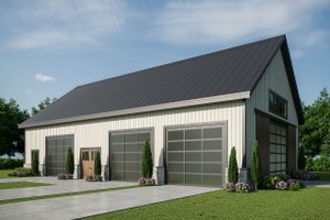 House Design - Exterior - Front Elevation for Barndominium House Plan #124-1409, 1 bath
