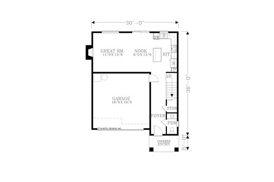 Floor Plan - Main Floor for Prairie House Plan #53-732 - 3 bed, 2.5 bath