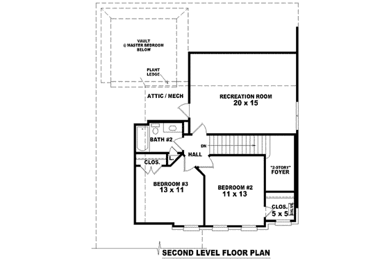 Floor Plan - Upper Floor for European House Plan #81-785 - 3 bed, 2.5 bath
