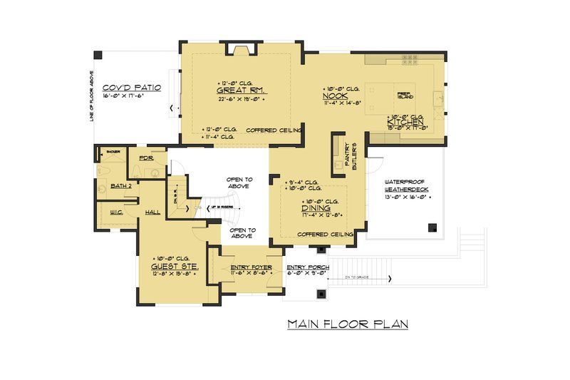 Architectural House Design - Floor Plan - Main Floor for Contemporary House Plan #1066-62 - 4 bed, 3.5 bath
