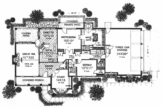 Floor Plan - Main Floor for European House Plan #310-586 - 3 bed, 2 bath