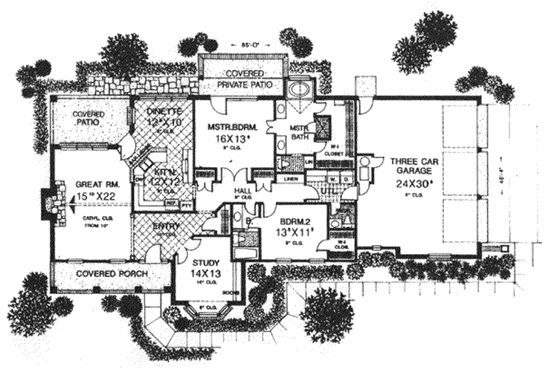 Home Plan - Floor Plan - Main Floor for European House Plan #310-586 - 3 bed, 2 bath