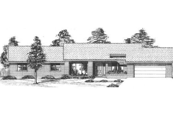 Exterior - Front Elevation for Ranch House Plan #52-208 - 3 bed, 3 bath