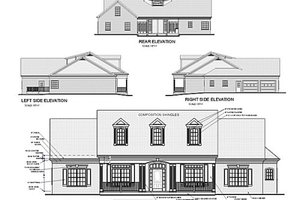 Exterior - Rear Elevation for Southern House Plan #56-152 - 4 bed, 3 bath