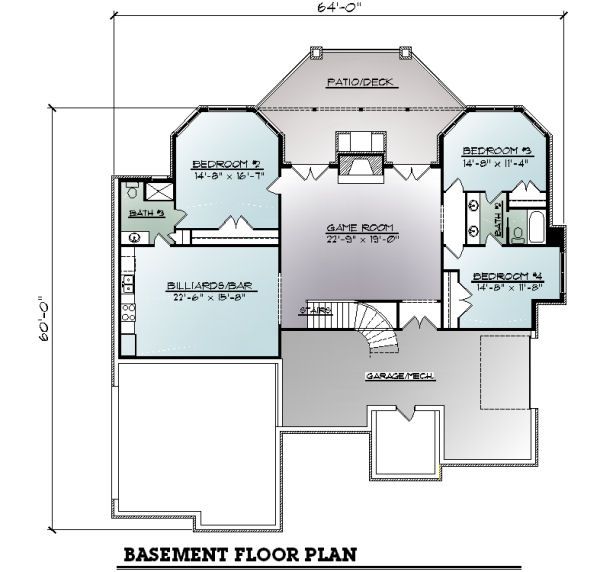 European Floor Plan - Lower Floor Plan #123-110