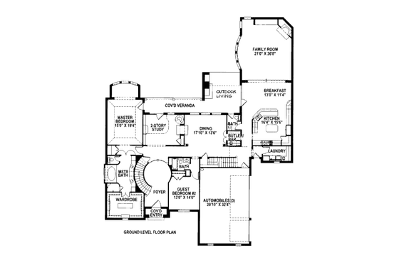 Floor Plan - Main Floor for European House Plan #141-324 - 4 bed, 4.5 bath