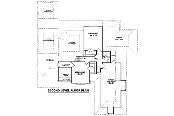 Floor Plan - Upper Floor for Traditional House Plan #81-1210 - 4 bed, 3.5 bath