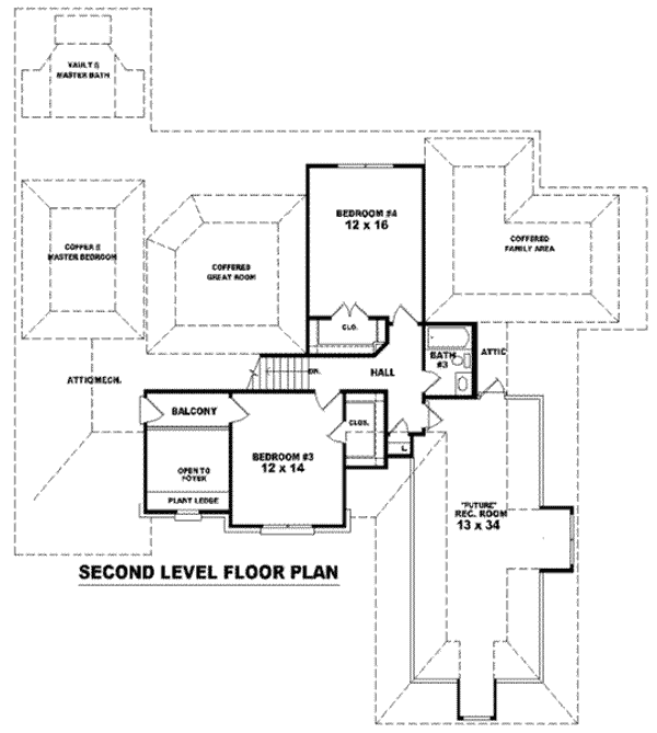 Floor Plan - Upper Floor for Traditional House Plan #81-1210 - 4 bed, 3.5 bath