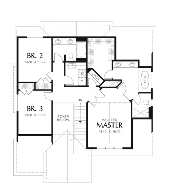 Traditional Floor Plan - Upper Floor Plan #48-554