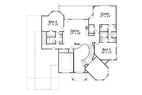 Floor Plan - Upper Floor for European House Plan #411-764 - 4 bed, 3.5 bath