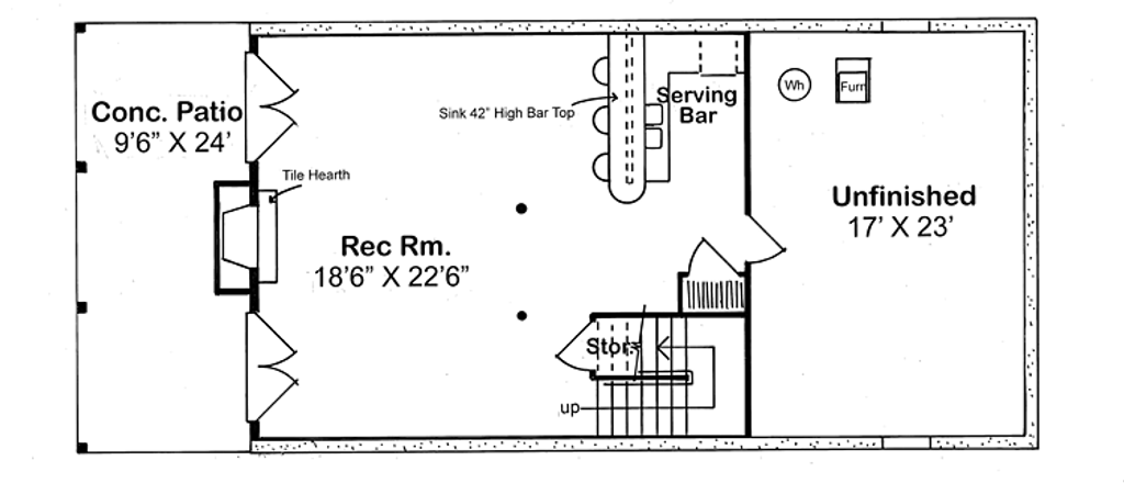 Lower level floor plan - 2200 square foot traditional home