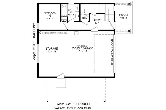 Floor Plan - Main Floor for Modern House Plan #932-42 - 3 bed, 2 bath