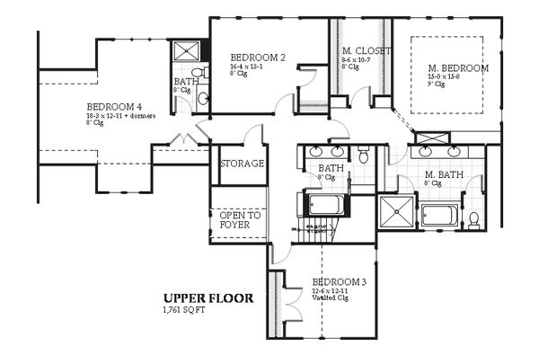 Tudor Floor Plan - Upper Floor Plan #901-107
