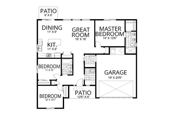 Floor Plan - Main Floor for Contemporary House Plan #112-236 - 3 bed, 2 bath