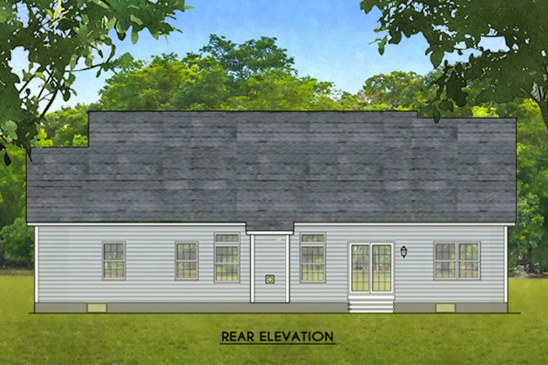 Dream House Plan - Exterior - Rear Elevation for Ranch House Plan #1010-218 - 3 bed, 2 bath