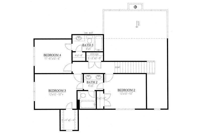 Dream House Plan - Floor Plan - Upper Floor for Traditional House Plan #437-84 - 4 bed, 3.5 bath