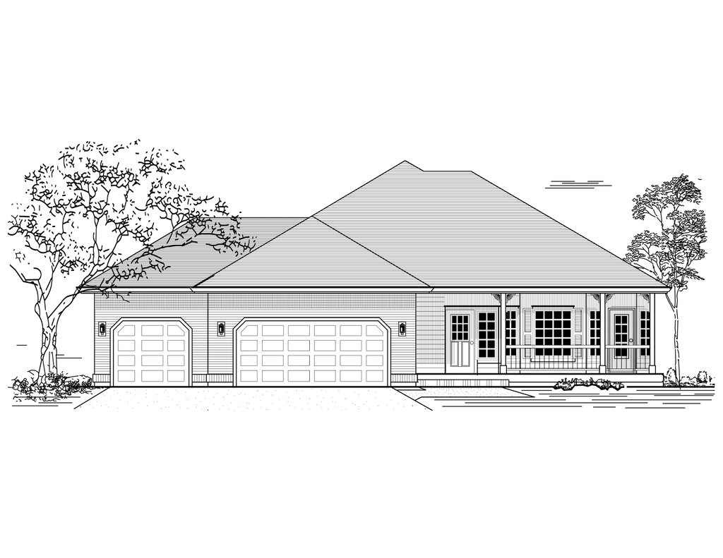 Exterior - Front Elevation 2 for Craftsman House Plan #53-522 - 3 bed, 2 bath