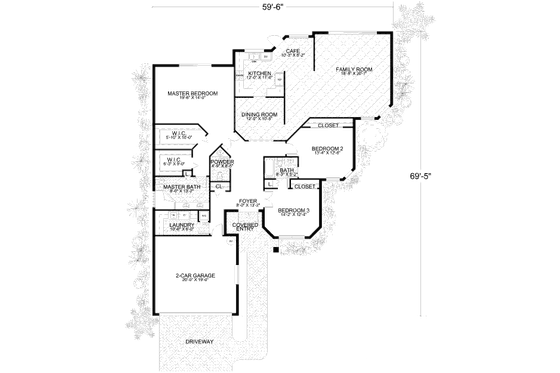 Floor Plan - Main Floor for Mediterranean House Plan #420-266 - 3 bed, 2.5 bath
