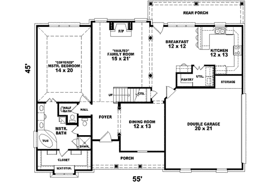 Floor Plan - Main Floor for Traditional House Plan #81-797 - 3 bed, 2.5 bath