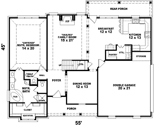 Floor Plan - Main Floor for Traditional House Plan #81-797 - 3 bed, 2.5 bath