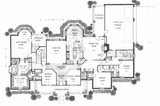 Floor Plan - Main Floor for Farmhouse House Plan #310-505 - 4 bed, 3.5 bath