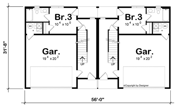 House Plan Design - Floor Plan - Lower Floor for Contemporary House Plan #20-2620 - 3 bed, 3.5 bath
