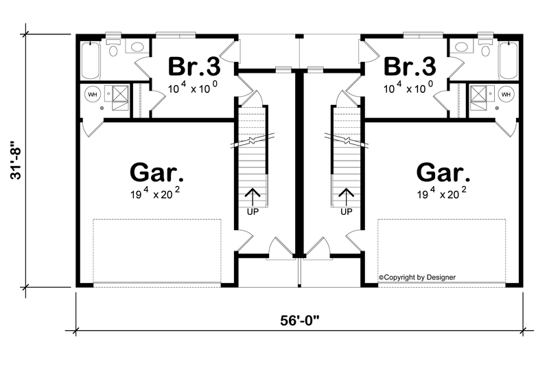House Blueprint - Floor Plan - Lower Floor for Contemporary House Plan #20-2620 - 3 bed, 3.5 bath