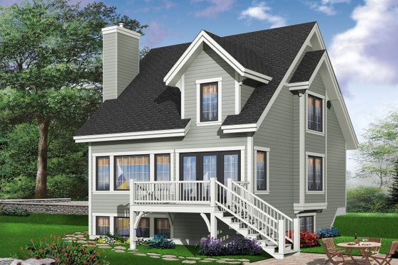 Exterior - Rear Elevation 1 for Traditional House Plan #23-663 - 3 bed, 1.5 bath