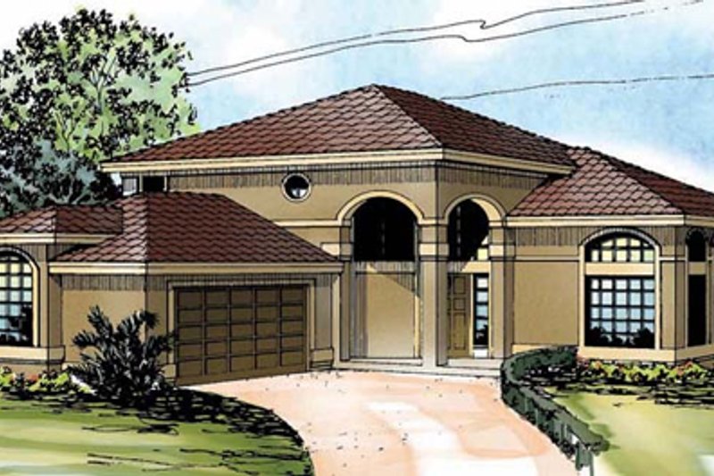 Home Plan - Mediterranean Exterior - Front Elevation Plan #124-237