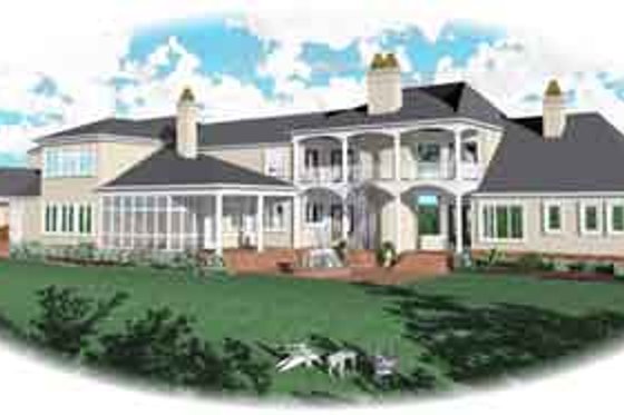 Exterior - Rear Elevation for European House Plan #81-1361 - 4 bed, 4 bath