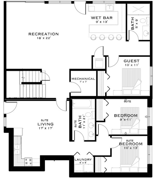 Architectural House Design - Floor Plan - Main Floor for Contemporary House Plan #1101-69 - 3 bed, 3.5 bath