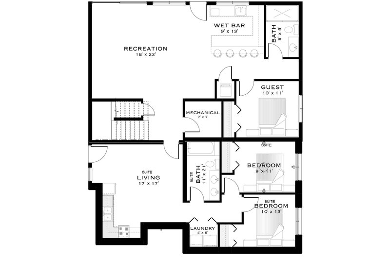 Architectural House Design - Floor Plan - Main Floor for Contemporary House Plan #1101-69 - 3 bed, 3.5 bath