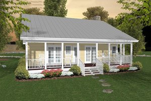 Exterior - Rear Elevation for Country House Plan #56-559 - 2 bed, 1.5 bath