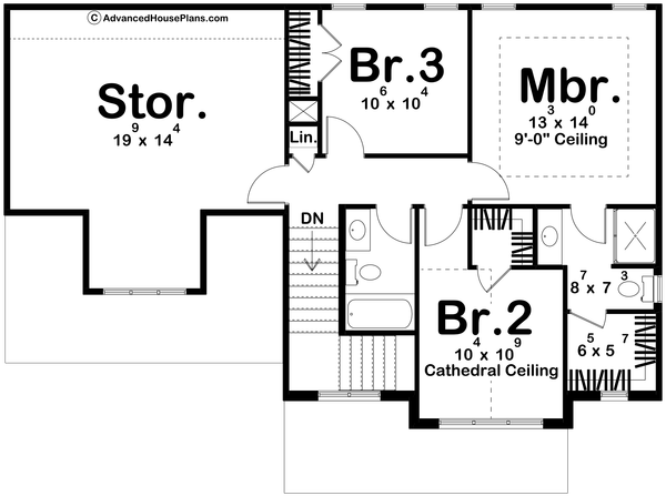 Traditional Floor Plan - Upper Floor Plan #455-545