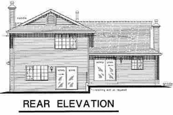 Exterior - Rear Elevation for European House Plan #18-233 - 3 bed, 2.5 bath
