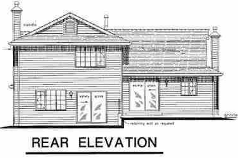 Home Plan - Exterior - Rear Elevation for European House Plan #18-233 - 3 bed, 2.5 bath