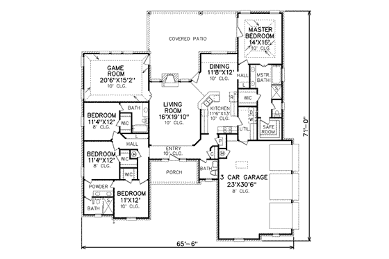 Floor Plan - Main Floor for Traditional House Plan #65-162 - 4 bed, 3.5 bath